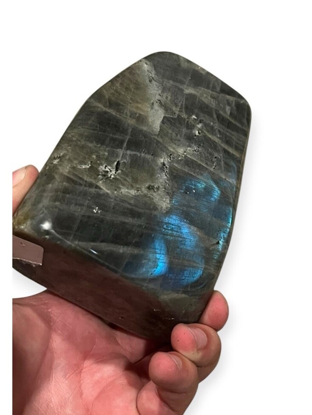 Large Labradorite Freeform Crystal Blue Flash Polished Natural Mineral Specimen